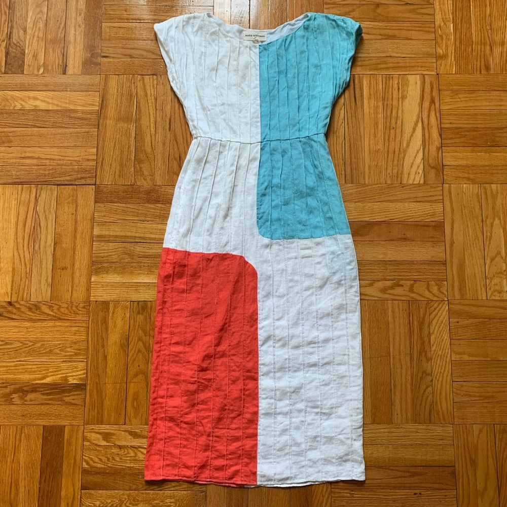 Mara Hoffman Linen Color Block Full Length Dress 0